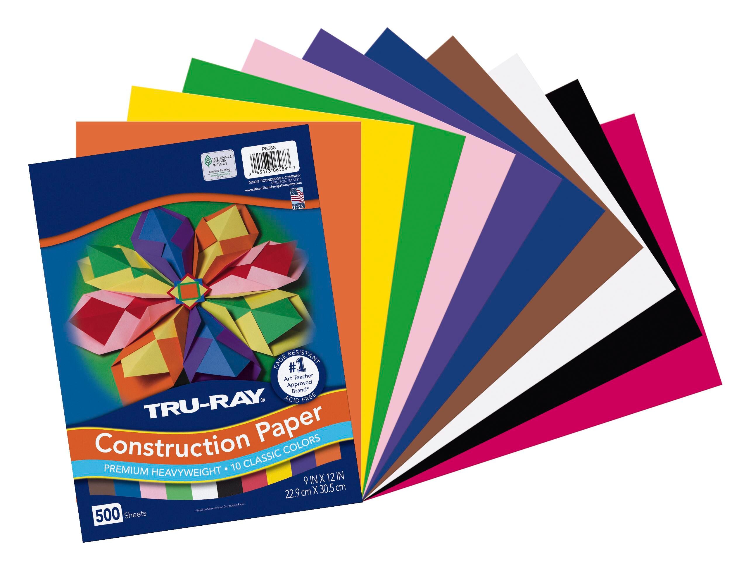Tru-Ray Construction Paper, 9 x 12 Inches, Assorted Bright Colors, Pack of 500 1432721